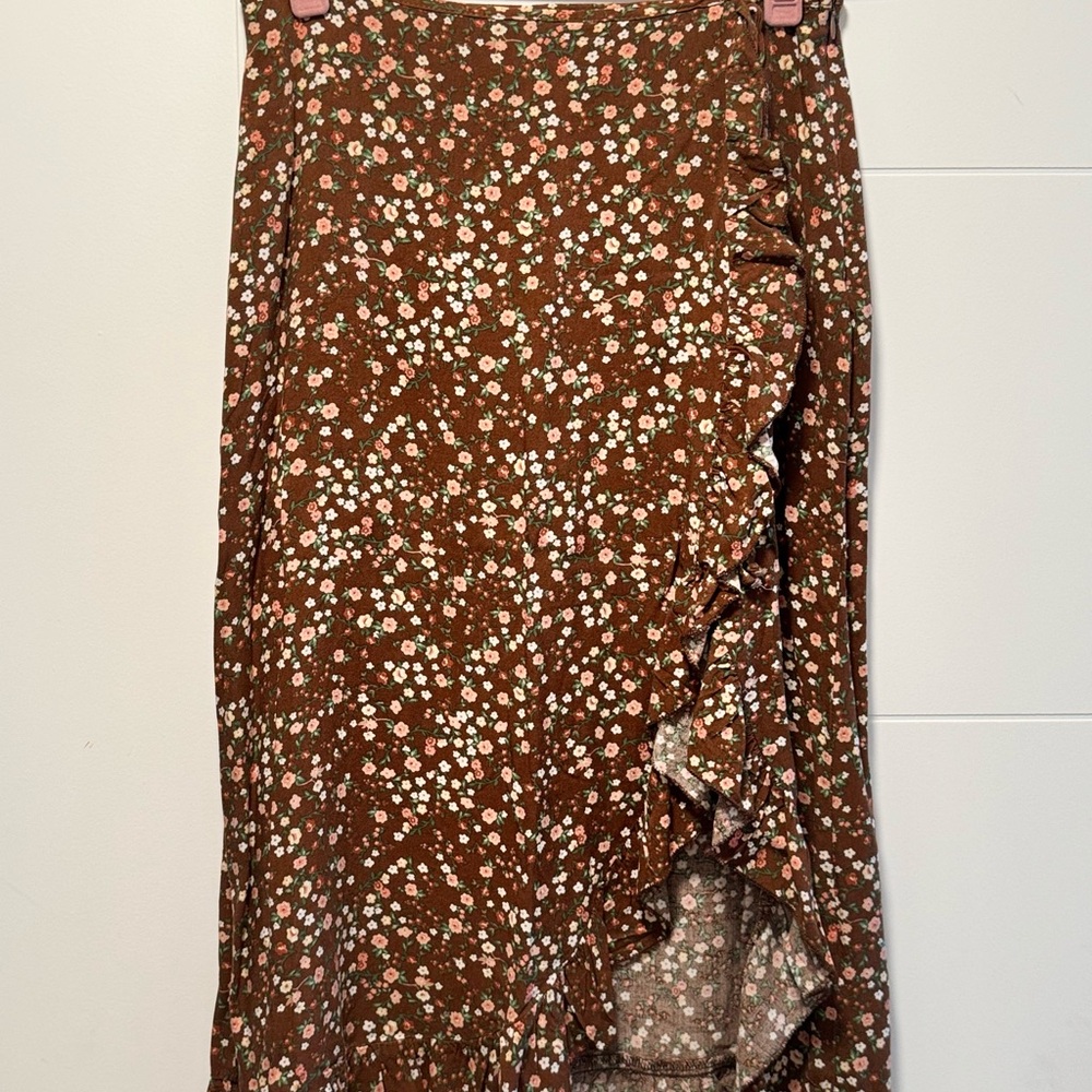 Dry Goods Originality Floral Brown Skirt